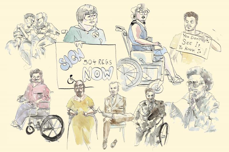 Watercolor-style illustration collage of people featured in the story