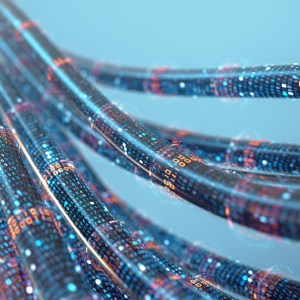 Concept image of cables and connections for data transfer in the digital world.3d rendering.