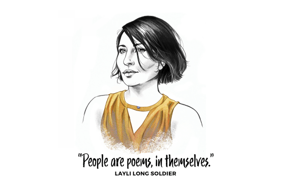 Illustration of Layli Long Soldier with her quote "People are poems, in themselves."