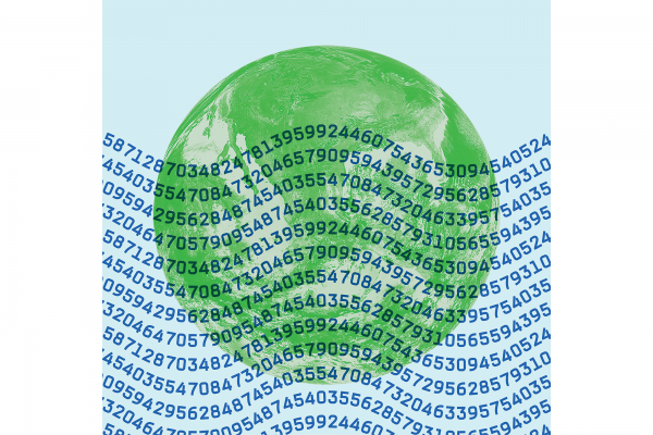 Graphic of the planet with numbers going across it.