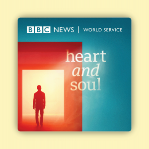 The image shows the cover of the BBC podcast "Heart and Soul" which shows a silhouette walking through a door 